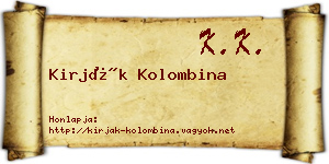 Kirják Kolombina névjegykártya